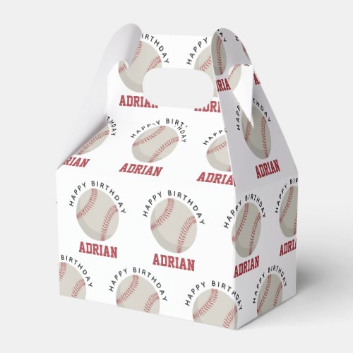 Baseball Sports Birthday Party Custom Name Favor Boxes