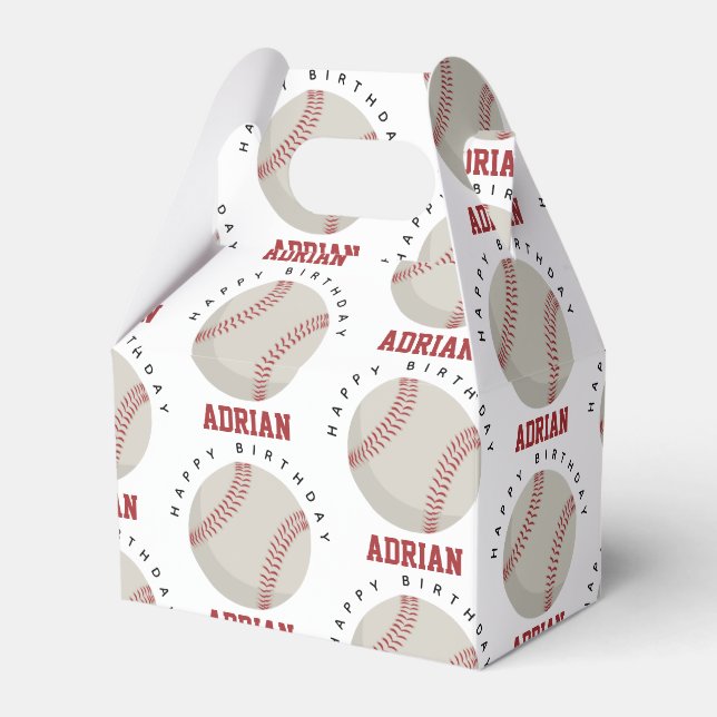 Baseball Sports Birthday Party Custom Name  Favor Boxes (Front Side)