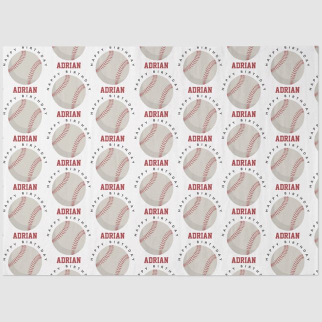 Baseball Sports Birthday Party Custom Name  Tissue Paper (Front)