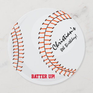 Baseball Sports Birthday Party Invitations