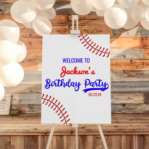 Baseball Sports Birthday Party Welcome Sign