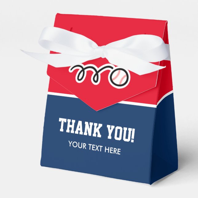 Baseball sports custom boy's Birthday thank you Favor Boxes (Front Side)