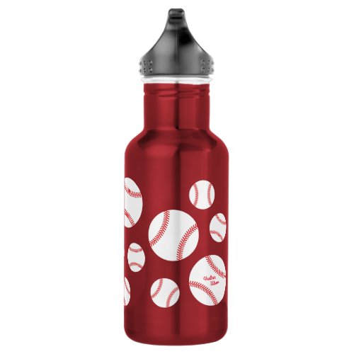 Baseball Sports Cute Kids Water Bottle with Name