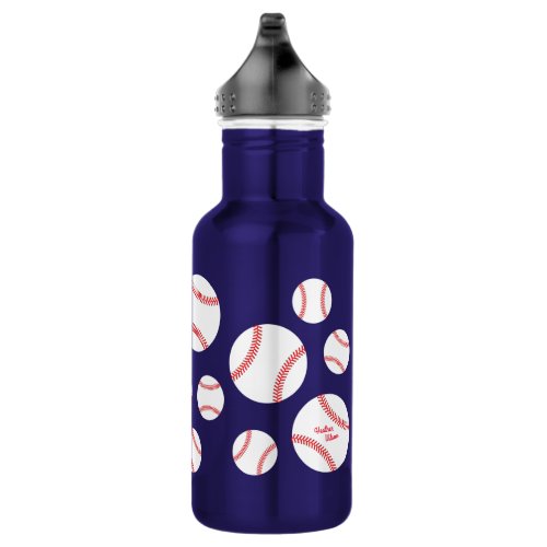 Baseball Sports Cute Kids Water Bottle with Name