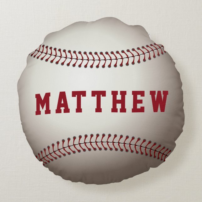 Baseball Sports Design Personalized Name Print Round Pillow (Back)