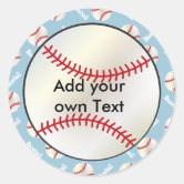 Baseball Sports Party Custom Team or Player Name Classic Round Sticker |  Zazzle