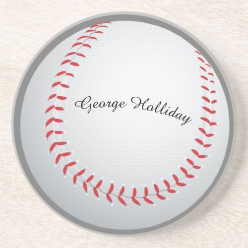Baseball Sports Emphasis ball with your autograph  Coaster