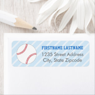 Baseball Sports Fan Blue Stripe Family Label