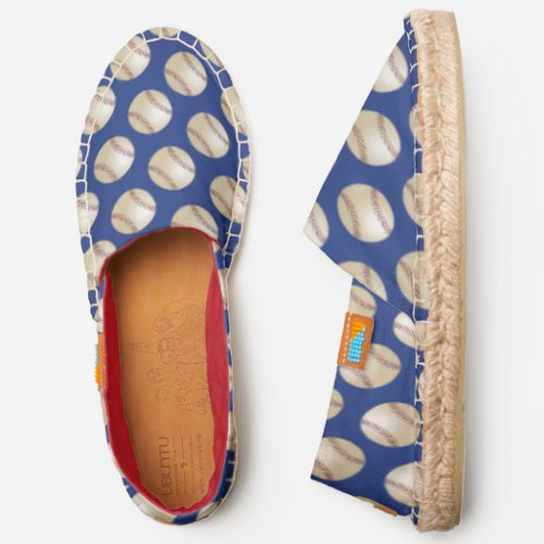baseball sports fan pattern blue with red liner espadrilles