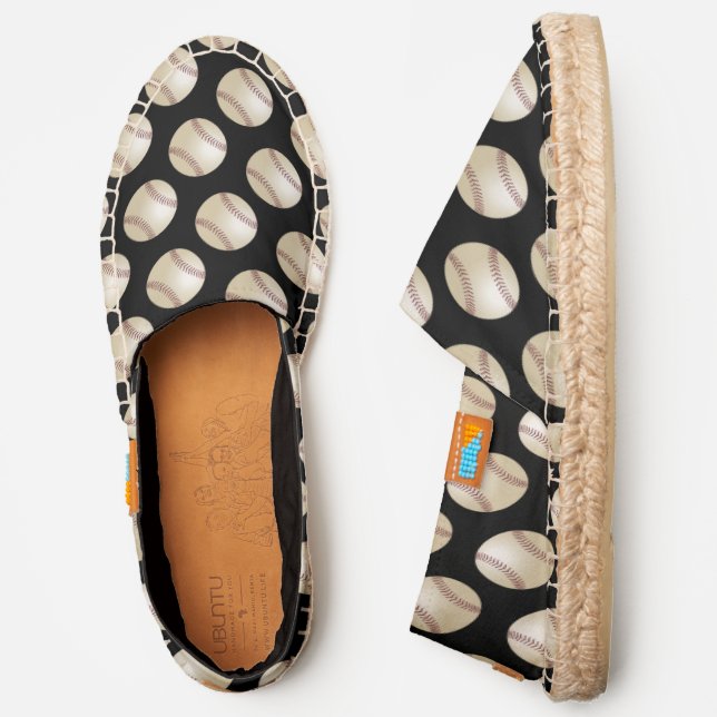 baseball sports fan pattern with black liner espadrilles (Side)
