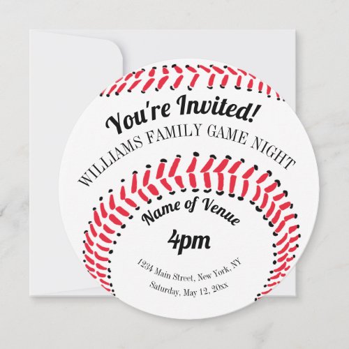 Baseball Sports Game Night Invitation