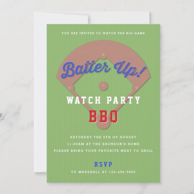 Baseball Sports Game Watch Party Invitation (Front)