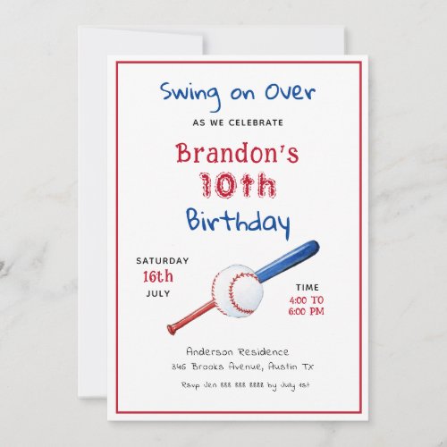 Baseball Sports Kids Birthday Invitation