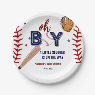 Baseball Sports Little slugger Boy Baby Shower Paper Plates