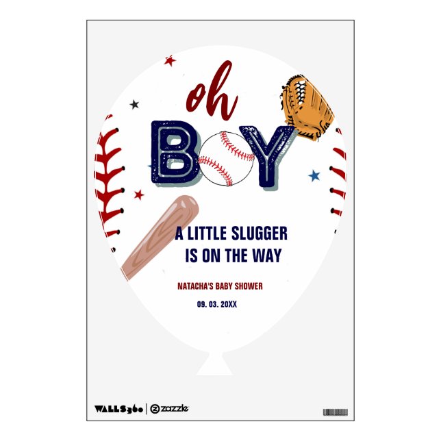 Baseball Sports Little slugger Boy Baby Shower Wall Decal (Front)