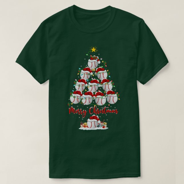 Baseball Sports Lover Matching Santa Baseball Chri T-Shirt (Design Front)