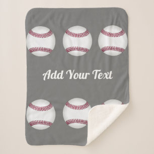 baseball sports lovers add your name or text gray sherpa blanket