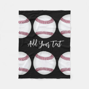 baseball sports lovers add your own name or text fleece blanket