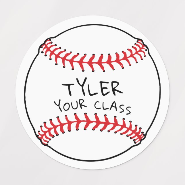 Baseball Sports Name and Class Kids' Labels (Design 1)