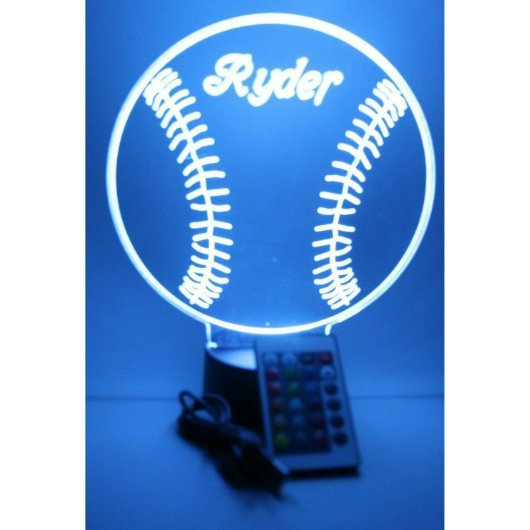 Baseball Sports Night Light Lamp LED Personalized (Front)