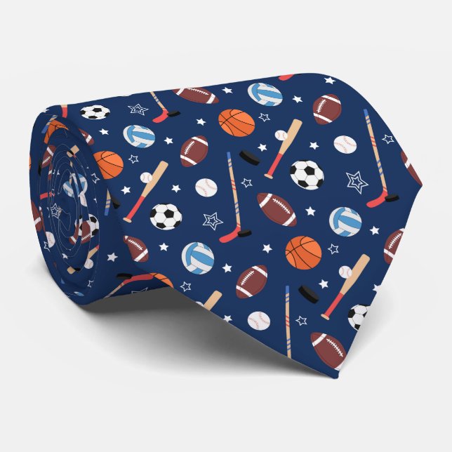 Baseball sports Pattern  Neck Tie (Rolled)