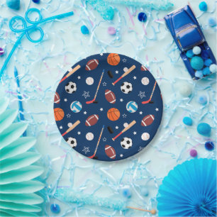 Baseball sports Pattern  Paper Plates