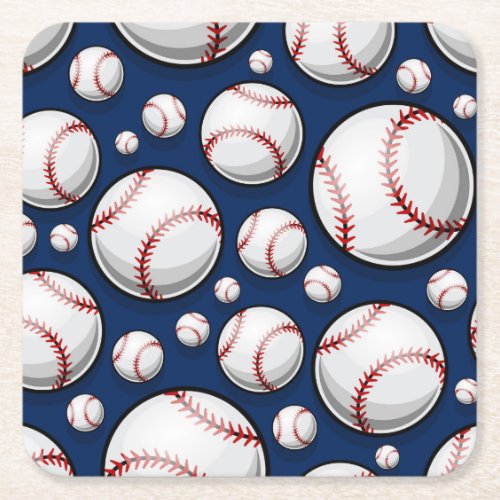 Baseball Sports Pattern Square Paper Coaster
