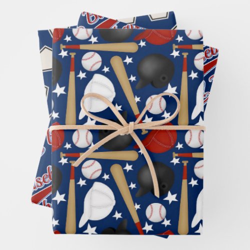 Baseball Sports Pattern Wrapping Paper Sheets