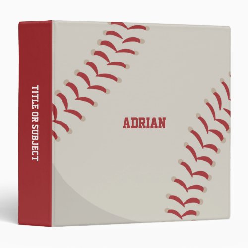 Baseball Sports Personalized  3 Ring Binder