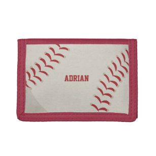 Baseball Sports Personalized Name Kids Trifold Wallet
