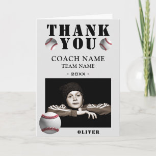 Baseball Sports Photo Coach  Letterpress Thank You Card
