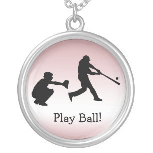 Baseball Sports Pink Girly Play Ball Necklace