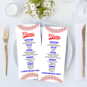 Baseball Sports Red Blue Birthday Party Food Menu