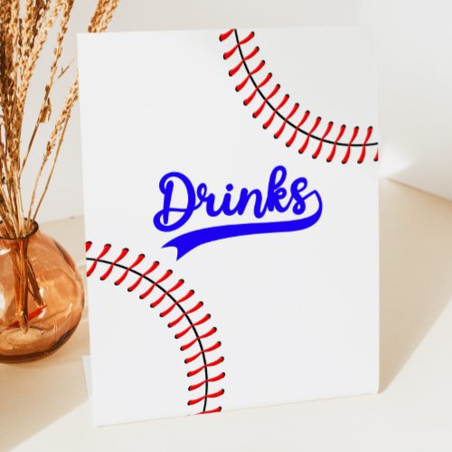 Baseball Sports Red Blue Drinks Table Pedestal Sign