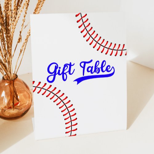 Baseball Sports Red Blue Party Gift Table Pedestal Sign