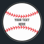 Baseball Sports Round Birthday Party Stickers<br><div class="desc">Baseball Sports Round Birthday Party Stickers. Customize with any text.</div>