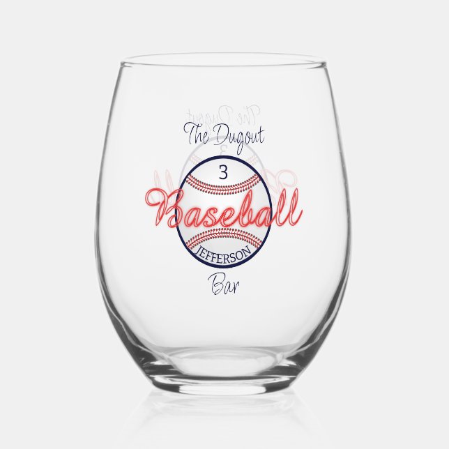 Baseball Sports Stemless Wine Glass Drinkware (Front)