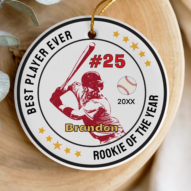 baseball sports team boy athlete custom ceramic ornament (Creator Uploaded)