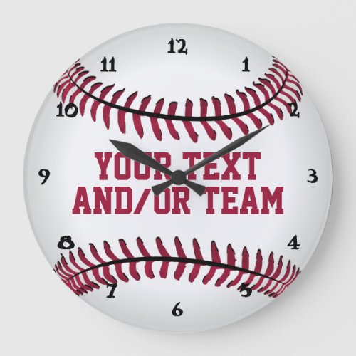 Baseball Sports Team  Number Large Clock