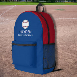 Baseball Sports Team Personalized Colors Name  Printed Backpack