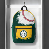 Baseball Sports Team Player Jersey Number Green Printed Backpack
