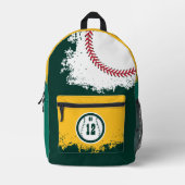 Baseball Sports Team Player Jersey Number Green Printed Backpack (Front)