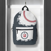 Baseball Sports Team Player Jersey Number Grey Printed Backpack