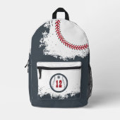 Baseball Sports Team Player Jersey Number Grey Printed Backpack (Front)