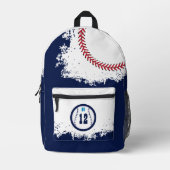 Baseball Sports Team Player Jersey Number Navy Printed Backpack (Front)