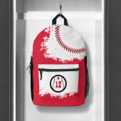 Baseball Sports Team Player Jersey Number Red Printed Backpack