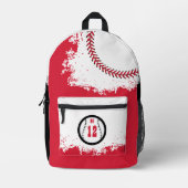 Baseball Sports Team Player Jersey Number Red Printed Backpack (Front)