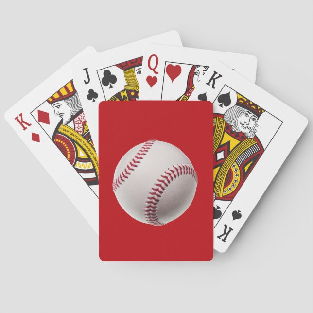 Baseball - Sports Template Baseballs on Red Poker Cards (Back)