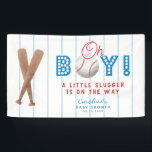 Baseball Sports Theme Baby Shower Oh Boy Banner<br><div class="desc">Cute sports theme baby shower banner featuring illustrations of a baseball and bat with a typography text that says "Oh BOY! a little slugger is on the way."</div>