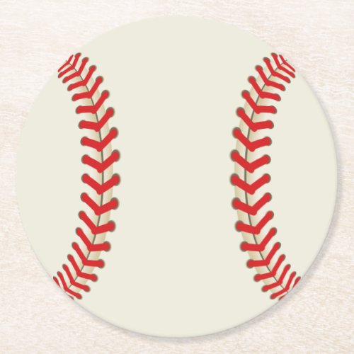 Baseball Sports Theme Round Paper Coaster